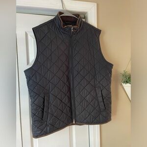 Peter Millar Hudson Quilted Black Vest w/ Brown Lining | Men’s Large